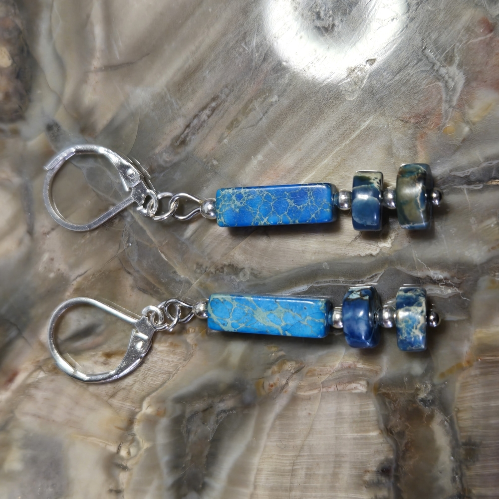 Blue and Silver Dangle Earrings